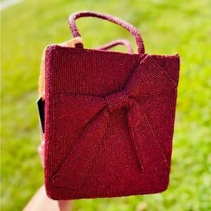 ✨ Viral TJMaxx/Marshalls Burgandy Beaded Bow Handbag ✨